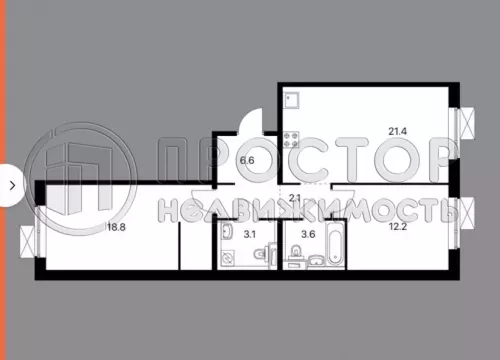2-комнатная квартира, 67.8 м² - фото 6