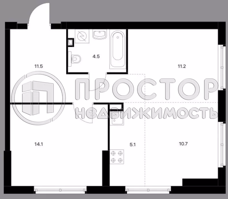 2-комнатная квартира, 57.1 м² - фото 11