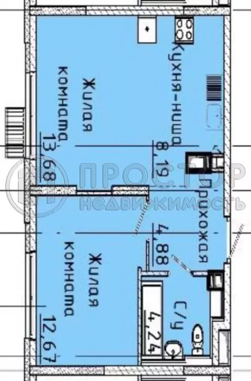 2-комнатная квартира, 43.66 м² - фото 7