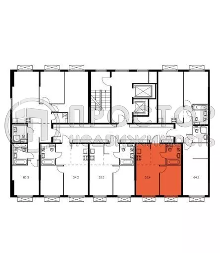 2-комнатная квартира, 32.4 м² - фото 2