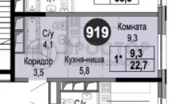 1-комнатная квартира, 22.7 м² - фото 23