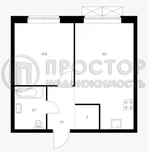 1-комнатная квартира, 42.5 м² - фото 2
