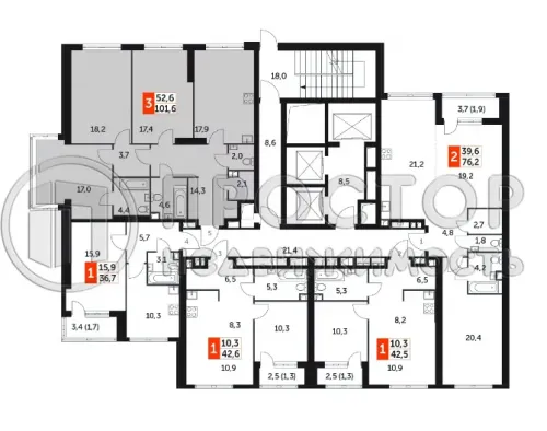 4-комнатная квартира, 101.6 м² - фото 3