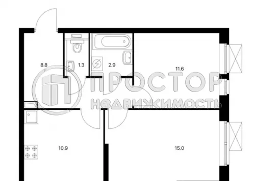 2-комнатная квартира, 50.5 м² - фото 19