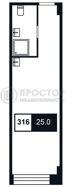 Студия, 25 м² - фото 14