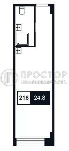 Студия, 24.8 м² - фото 4