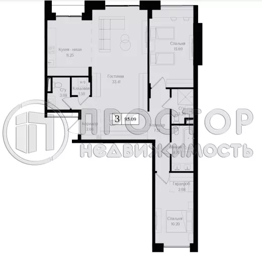 3-комнатная квартира, 95.09 м² - фото 7
