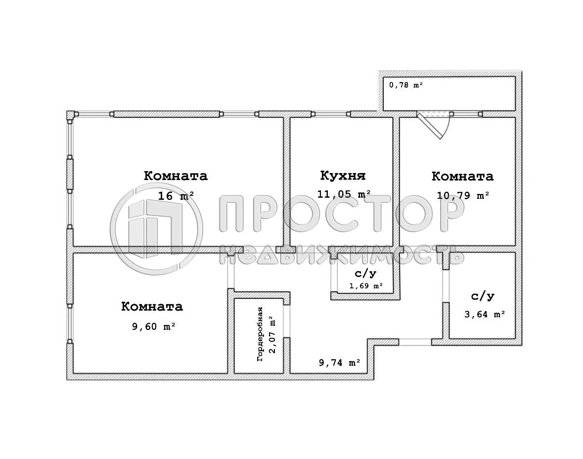 3-комнатная квартира, 65.36 м² - фото 15