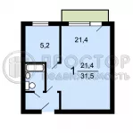 1-комнатная квартира, 31.5 м² - фото 11