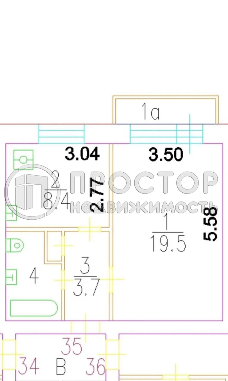 1-комнатная квартира, 36 м² - фото 22