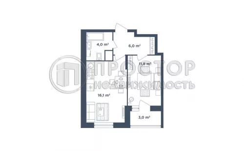 1-комнатная квартира, 40.9 м² - фото 8