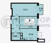 2-комнатная квартира, 50.3 м² - фото 3