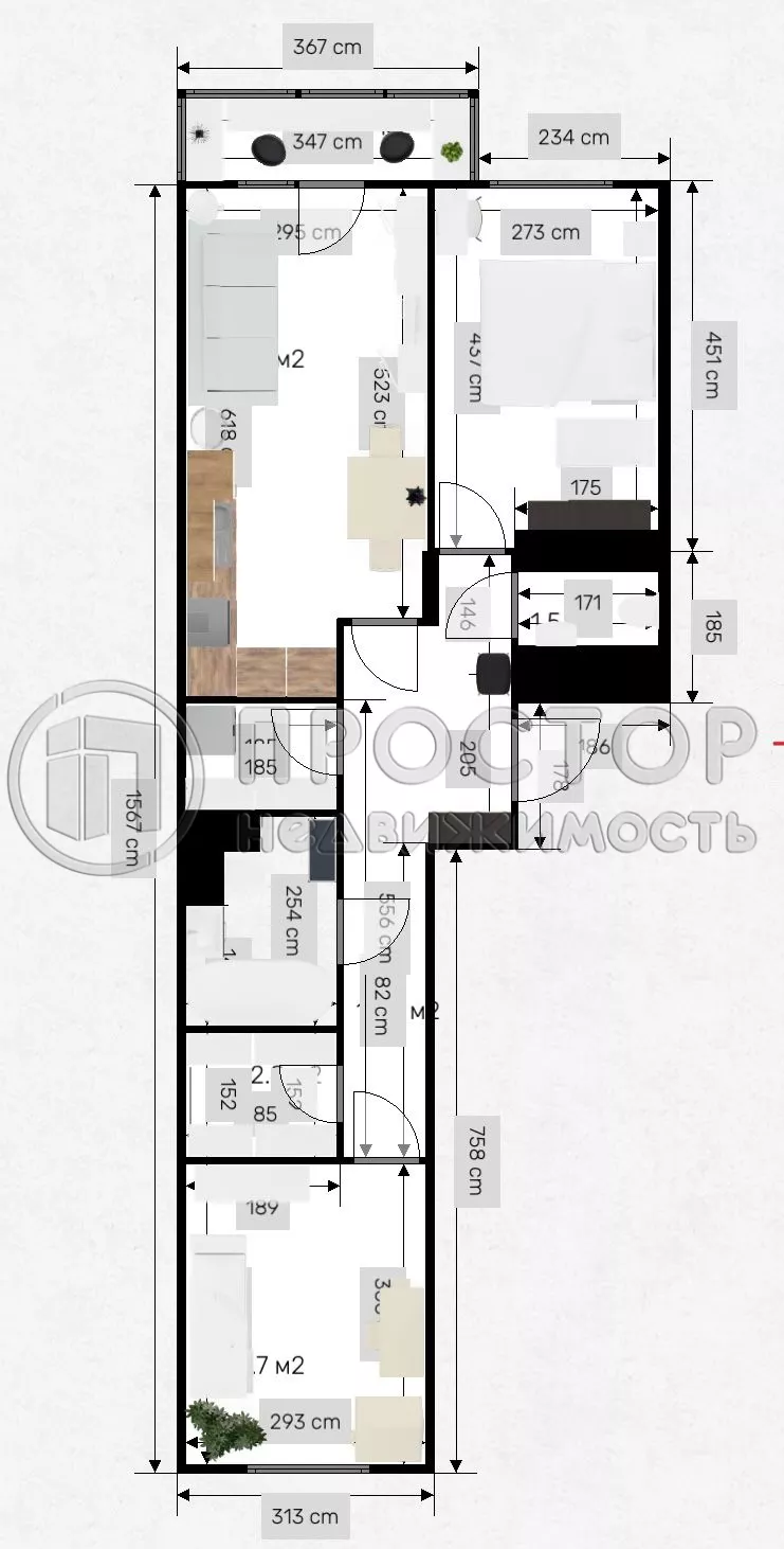 2-комнатная квартира, 61 м² - фото 18