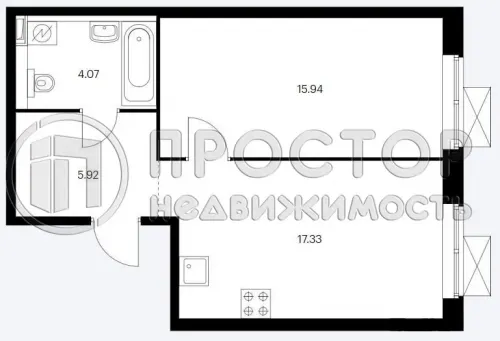 1-комнатная квартира, 43.26 м² - фото 6
