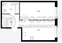 1-комнатная квартира, 43.26 м² - фото 11