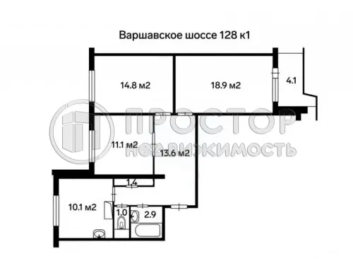 3-комнатная квартира, 74.3 м² - фото 2