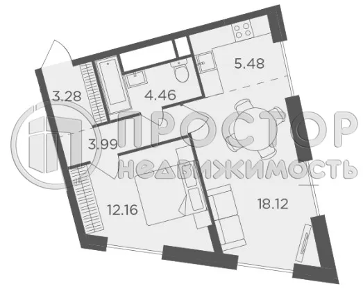 2-комнатная квартира, 47.9 м² - фото 6