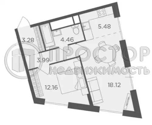 2-комнатная квартира, 47.9 м² - фото 6