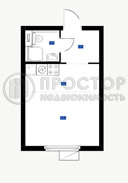 Студия, 23.6 м² - фото 6
