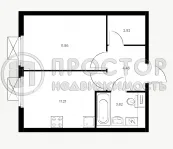 1-комнатная квартира, 34.29 м² - фото 11