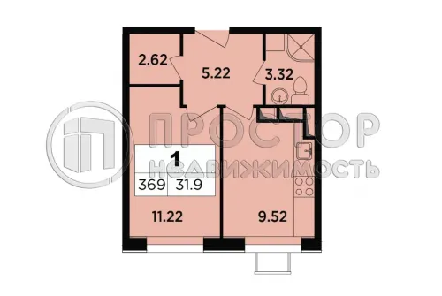 1-комнатная квартира, 32 м² - фото 7