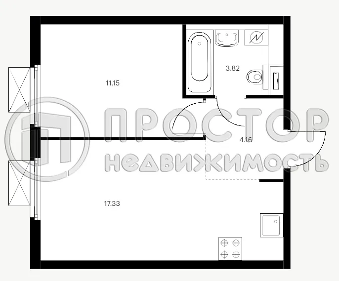 1-комнатная квартира, 36.46 м² - фото 6