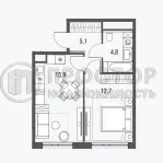 1-комнатная квартира, 38.5 м² - фото 11