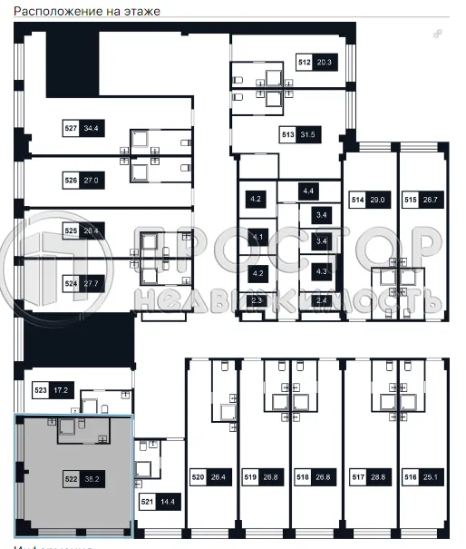 Студия, 38.2 м² - фото 7