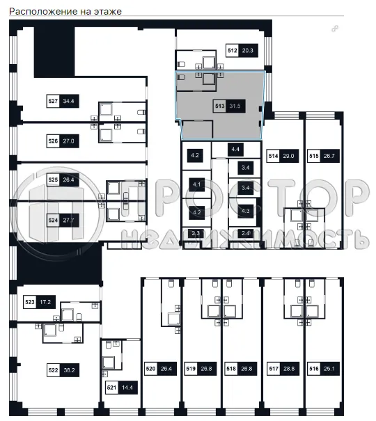 Студия, 31.5 м² - фото 7