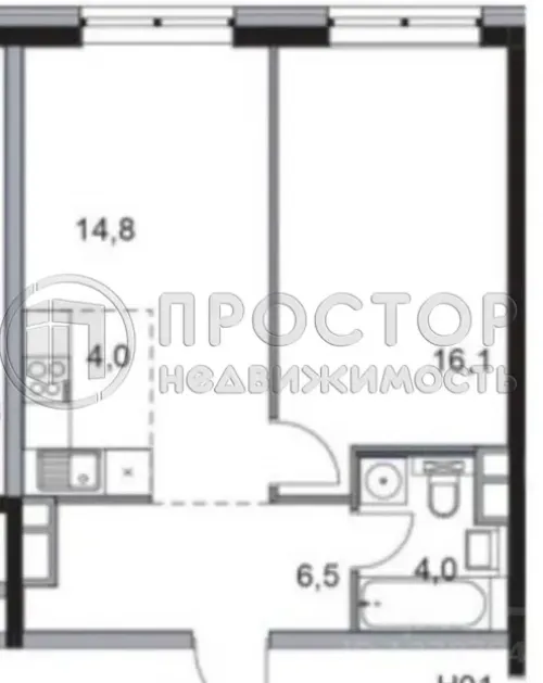 2-комнатная квартира, 45.4 м² - фото 4