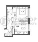 1-комнатная квартира, 33.6 м² - фото 9