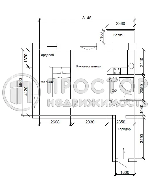 2-комнатная квартира, 45.7 м² - фото 24