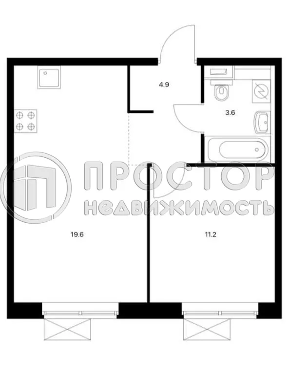 1-комнатная квартира, 39.3 м² - фото 5
