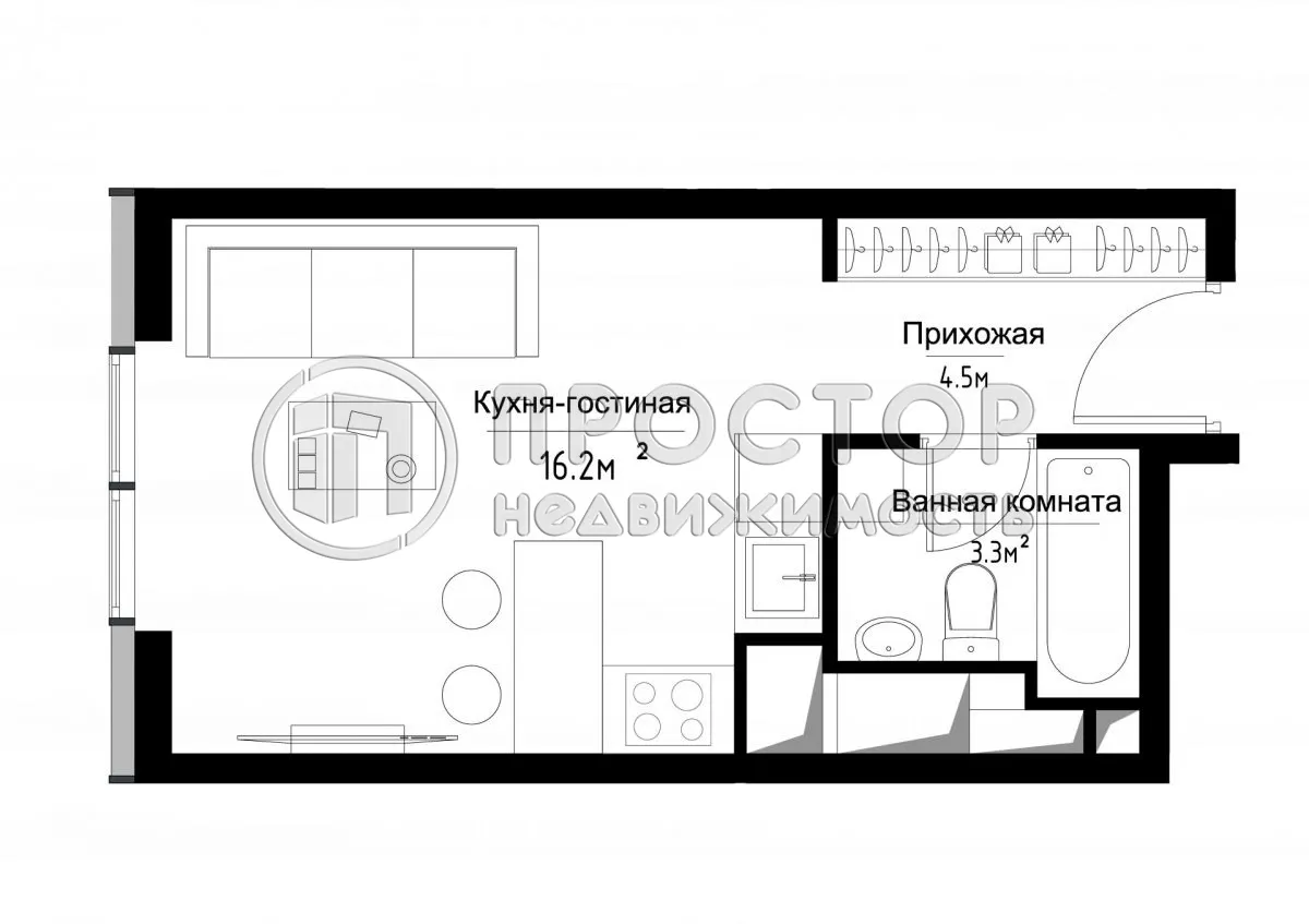 Студия, 25 м² - фото 10
