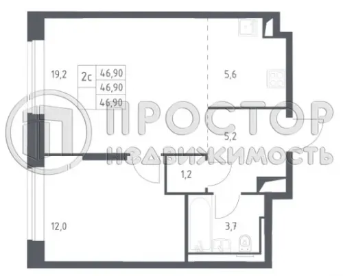2-комнатная квартира, 46.9 м² - фото 12