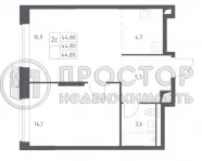 1-комнатная квартира, 44.8 м² - фото 17