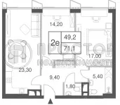 3-комнатная квартира, 71 м² - фото 11