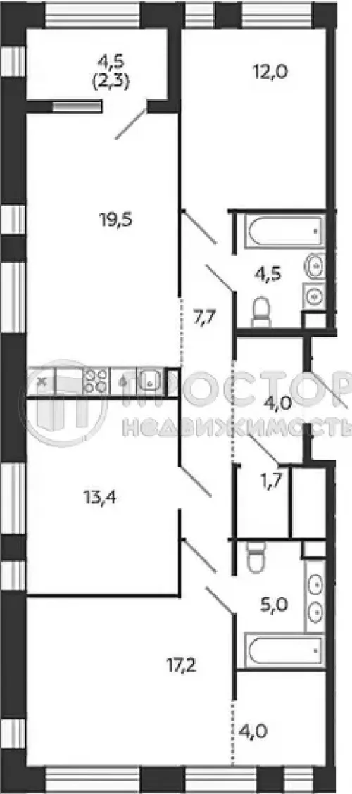 3-комнатная квартира, 91.3 м² - фото 11