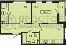 2-комнатная квартира, 52.7 м² - фото 7