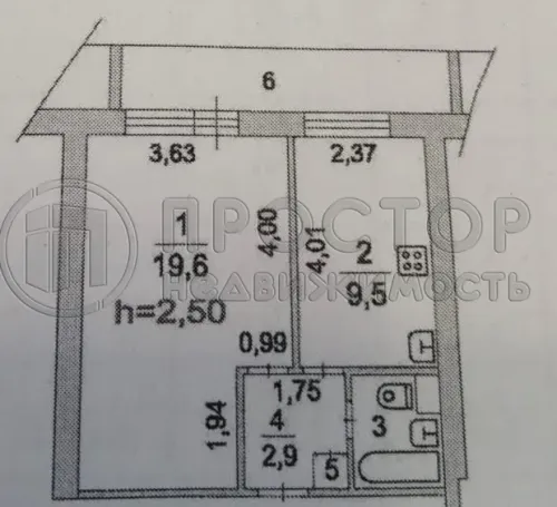 1-комнатная квартира, 35 м² - фото 10