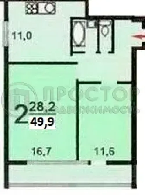 2-комнатная квартира, 49.9 м² - фото 31