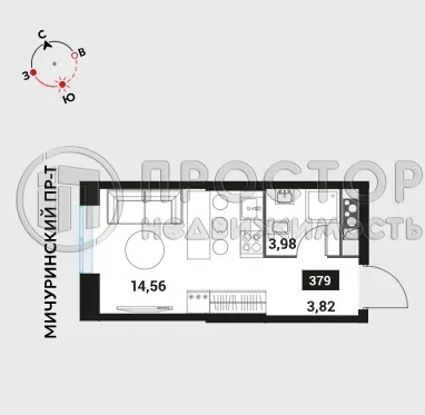 Студия, 22.36 м² - фото 5