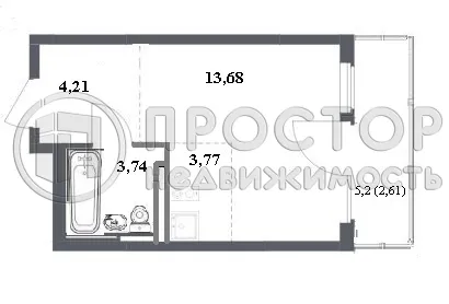 Студия, 28 м² - фото 27