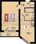 1-комнатная квартира, 37.9 м² - фото 72