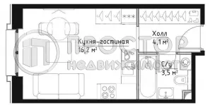 Студия, 23.7 м² - фото 15