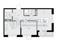 2-комнатная квартира, 55 м² - фото 25