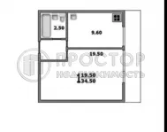 1-комнатная квартира, 34.7 м² - фото 19