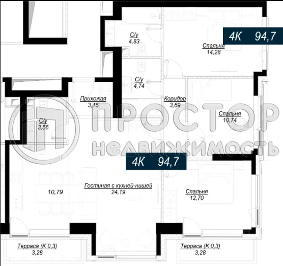 4-комнатная квартира, 95 м² - фото 10