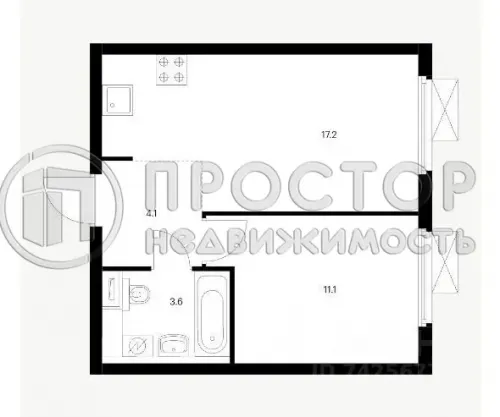 1-комнатная квартира, 35.9 м² - фото 3