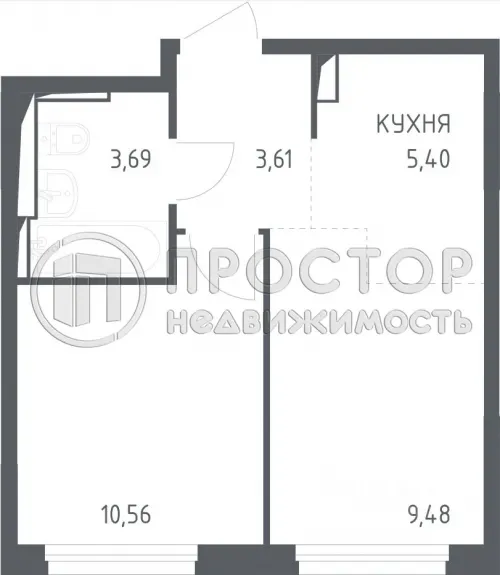 2-комнатная квартира, 32.74 м² - фото 9